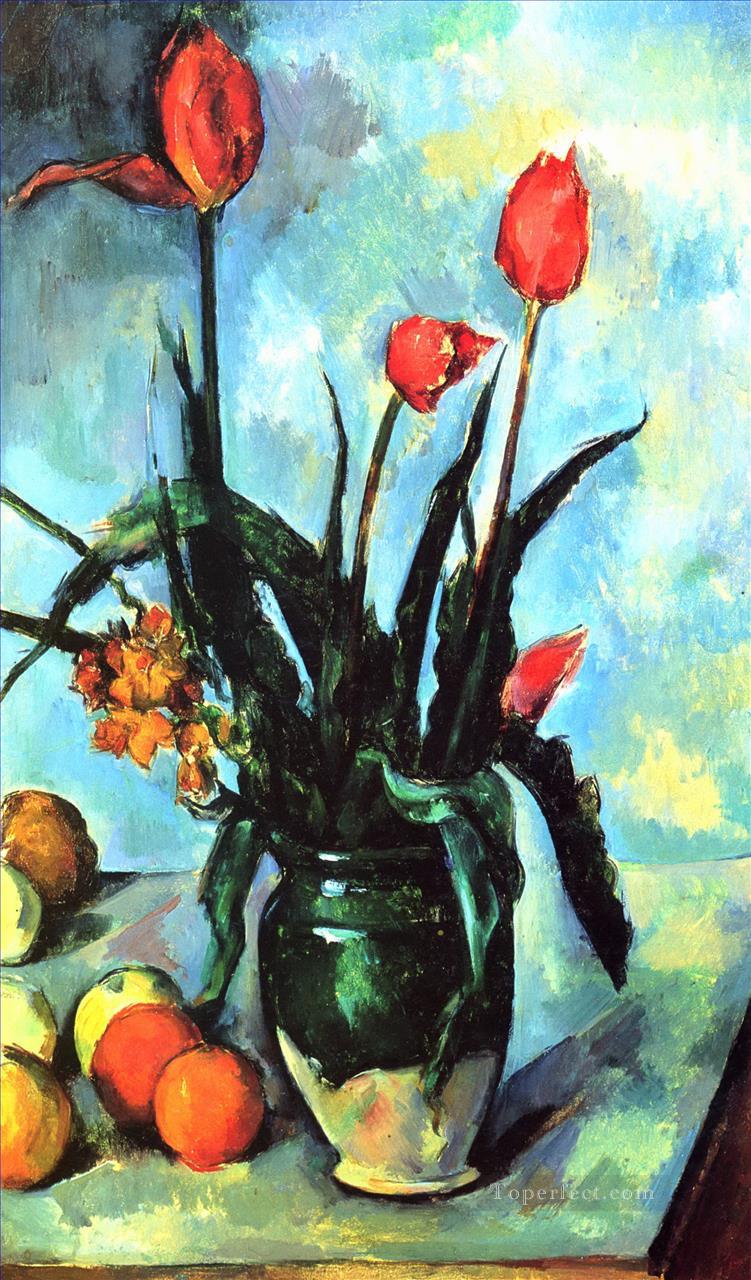 Tulipanes en un jarrón Paul Cezanne Impresionismo Flores Pintura al óleo